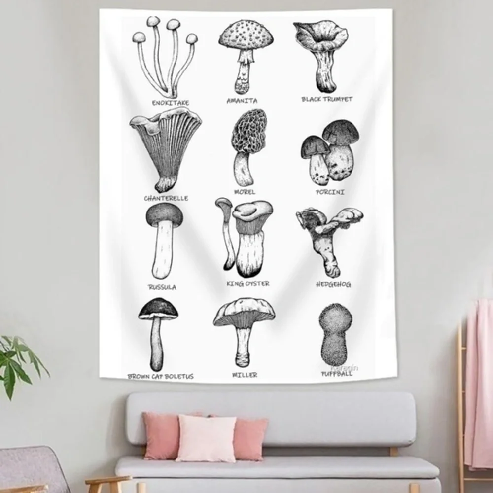 Mushroom Print Tapestry Hanging Wall Decor